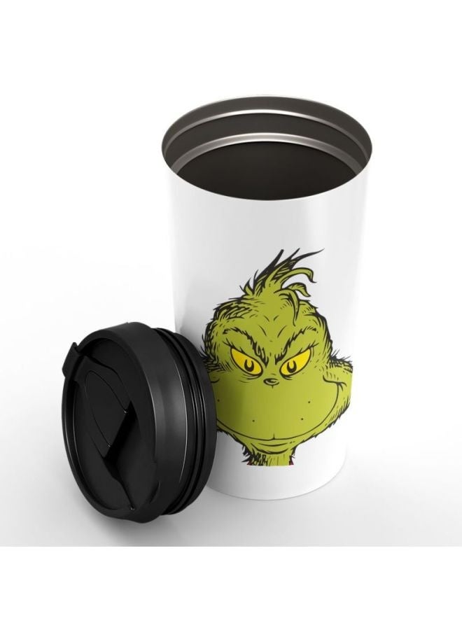 LIT كوب سفر من الفولاذ المقاوم للصدأ مطبوع عليه وجه غرينش مع غطاء - Image 2