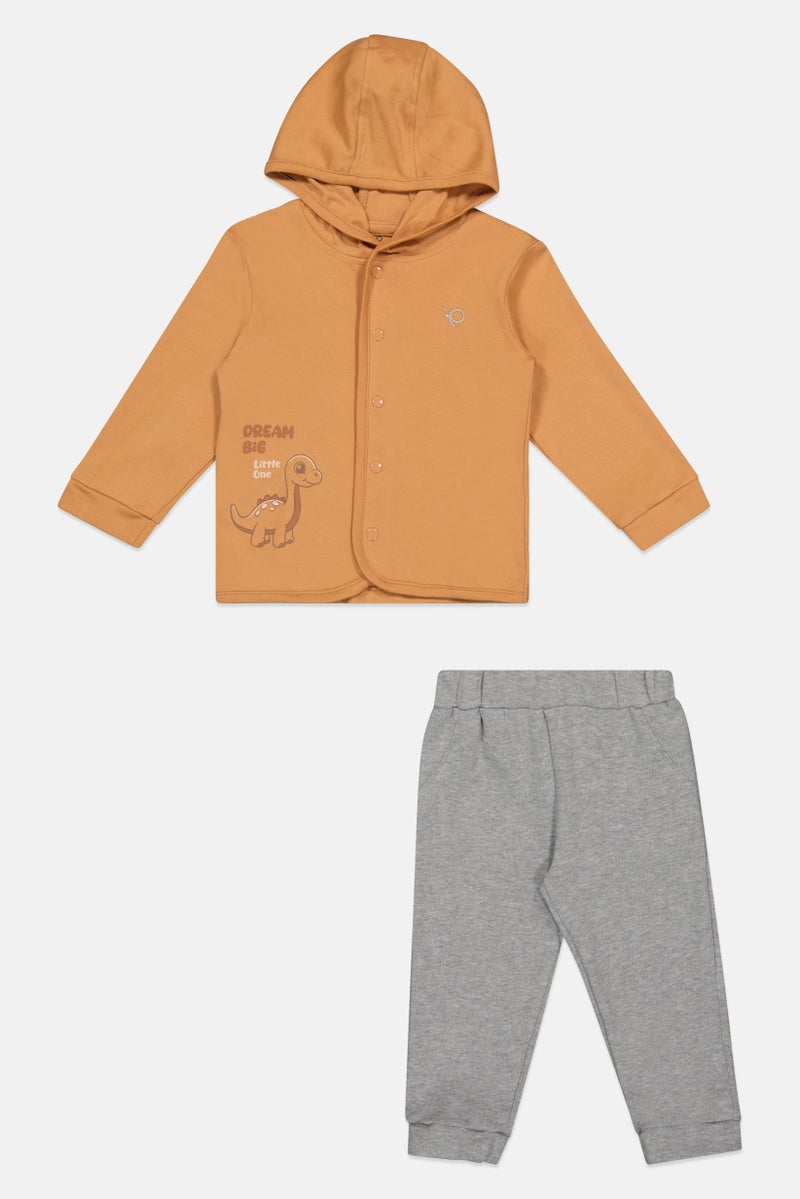 POPEES Toddlers Boy 2 Pcs Graphic Print Hoodie And Pants Set, Multicolor - Image 2