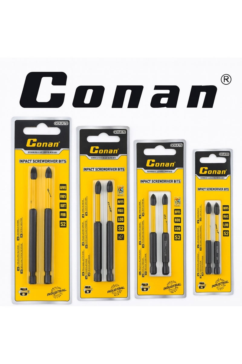 Conan 4 Sets Conan Professional Phillips Drill Screwdrivers – Models COIP12, COIP100, COIP90 & COIP70 – Industrial S2 Steel – PH2 Tip – Lengths L127, L100, L90 & L70 mm – 2 Pieces (each type) - Image 1