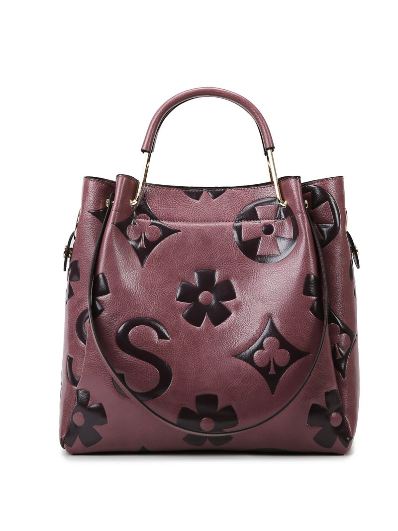 Bucket Bag, Fashionable Large-Capacity Handbag, Textured Embossed Women'S Shoulder Bag, Daily Commuting Tote Bag For Women - Image 3