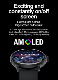 LetsTeck Smart Watch 1.43'' AMOLED for Men Women with Bluetooth Call Answer, Fitness and Sleep Modes, Multi App Message Reminder, Multi Language Support, 300 mAh  - Image 4