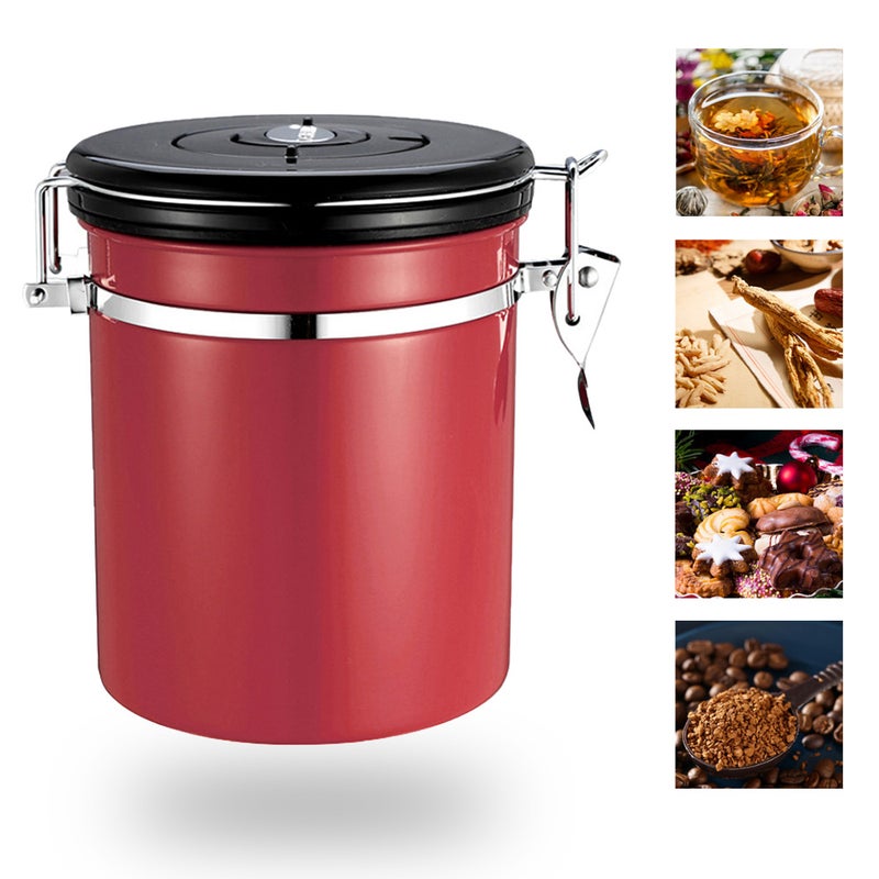 Stainless Steel Airtight Canister Coffee Bean Canister Food Storage Container 1.5L with Vent Valve for Coffee Tea Sugar Flour - Image 2