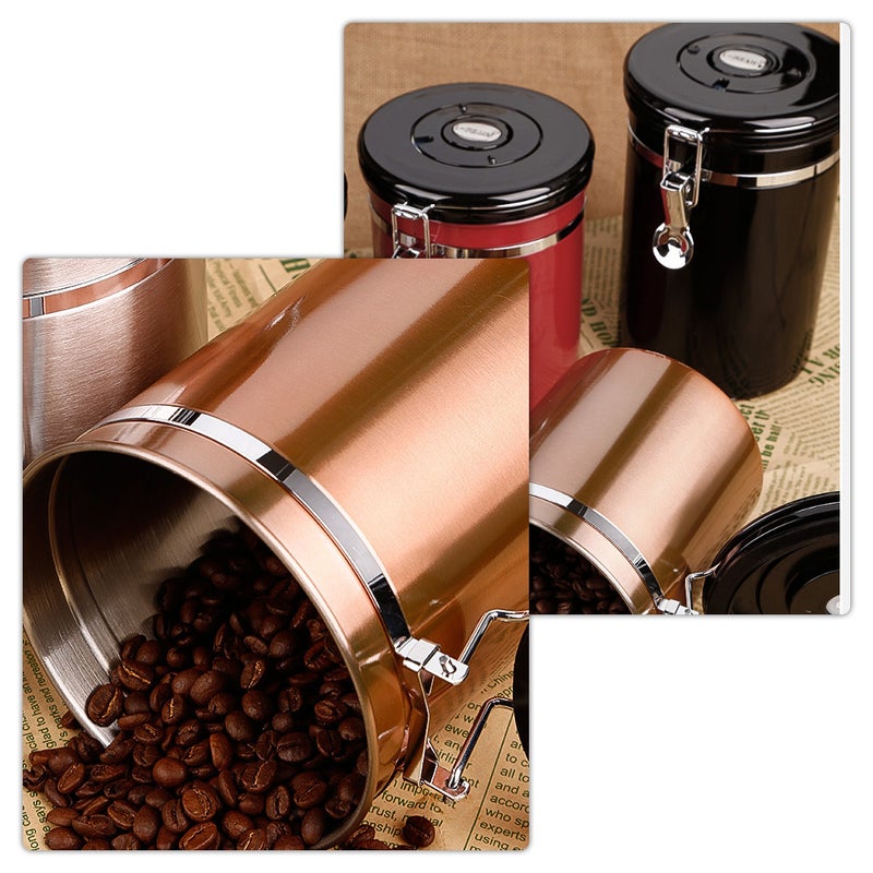 Stainless Steel Airtight Canister Coffee Bean Canister Food Storage Container 1.5L with Vent Valve for Coffee Tea Sugar Flour - Image 5