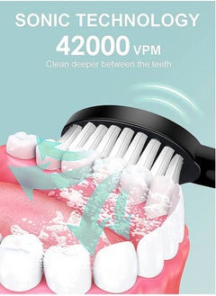 Arabest Sonic Electric Toothbrush for Adults - High Power Rechargeable Toothbrushes, 6 Modes, 4 Hours Fast Charge for 60 Days Black  - Image 3