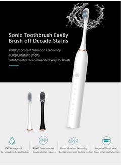Arabest Sonic Electric Toothbrush for Adults - High Power Rechargeable Toothbrushes, 6 Modes, 4 Hours Fast Charge for 60 Days Black  - Image 4