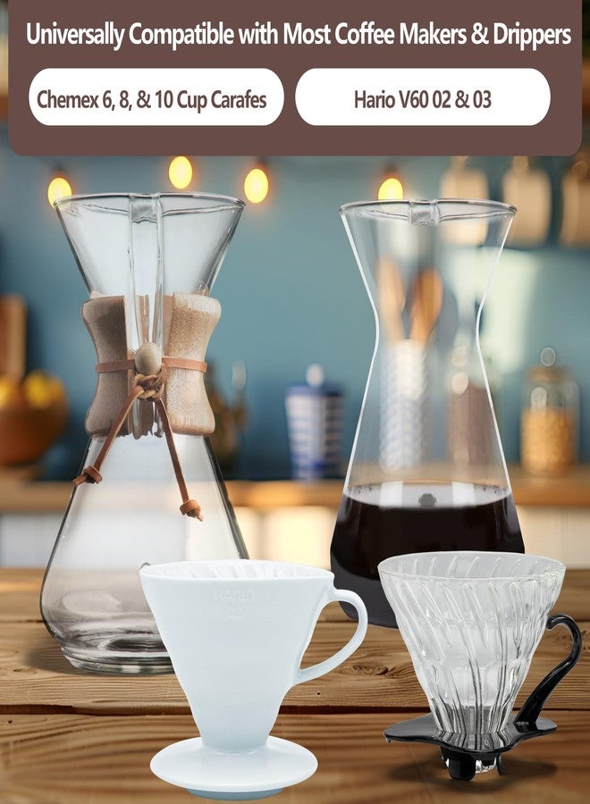 عبوتان من فلاتر القهوة متوافقة مع Chemex (6، 8، 10 أكواب) و Hario V60 02 و 03، فلاتر قهوة للتقطير - قابلة لإعادة الاستخدام ودائمة على شكل مخروط. - Image 3