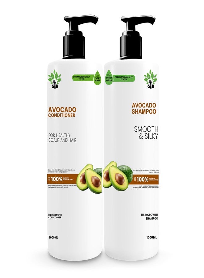 GIR Avocado Shampoo - 1L & Conditioner - 1L Combo - Gentle Cleansing and Conditioning Formula for Smooth, Healthy Hair - Image 1