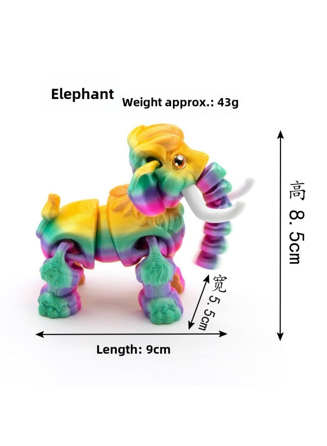 3D Printed Interactive Elephant Toy Model With Realistic Eyes Multicolored Jointed Limbs Collectible Figurine For Teens-Color:laser Red Blue Green - Image 3