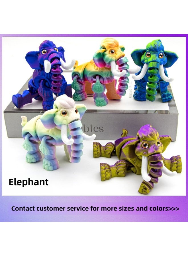 3D Printed Interactive Elephant Toy Model With Realistic Eyes Multicolored Jointed Limbs Collectible Figurine For Teens-Color:laser Red Blue Green - Image 2
