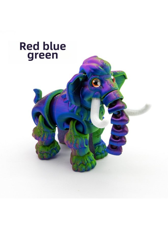 3D Printed Interactive Elephant Toy Model With Realistic Eyes Multicolored Jointed Limbs Collectible Figurine For Teens-Color:laser Red Blue Green - Image 5