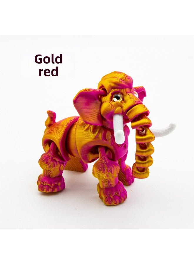 3D Printed Interactive Elephant Toy Model With Realistic Eyes Multicolored Jointed Limbs Collectible Figurine For Teens-Color:laser Red Blue Green - Image 4