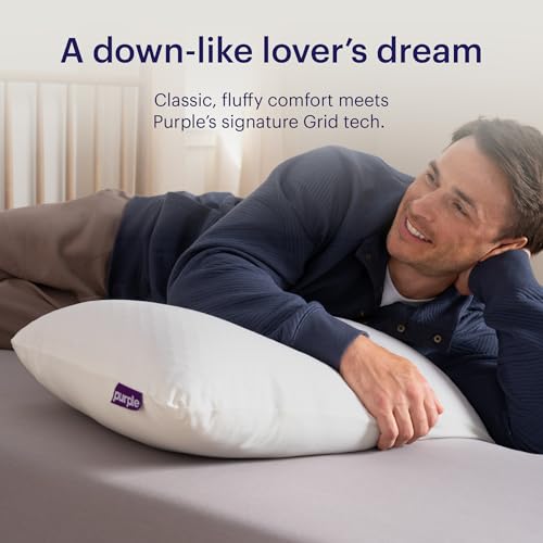 Purple GridCloud Pillow – Down-Alternative Pillow, GelFlex® Grid for Soft Support & Pressure Relief for Side Sleepers– Always-Fluffy Silicone-Coated Fill– Breathable Moisture-Wicking Cover - Standard - Image 2