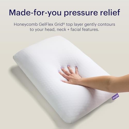 Purple GridCloud Pillow – Down-Alternative Pillow, GelFlex® Grid for Soft Support & Pressure Relief for Side Sleepers– Always-Fluffy Silicone-Coated Fill– Breathable Moisture-Wicking Cover - Standard - Image 5