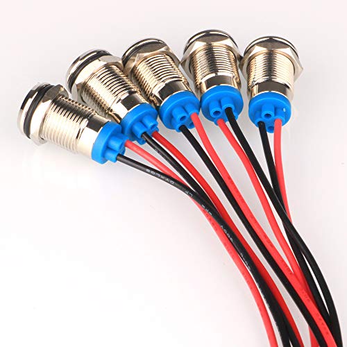 Gebildet 5pcs 10mm AC/DC 12-24V LED Metal Indicator Light Waterproof Signal Lamp Pilot Dash Directional Car Truck Boat with Wire - Image 3
