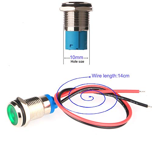 Gebildet 5pcs 10mm AC/DC 12-24V LED Metal Indicator Light Waterproof Signal Lamp Pilot Dash Directional Car Truck Boat with Wire - Image 4