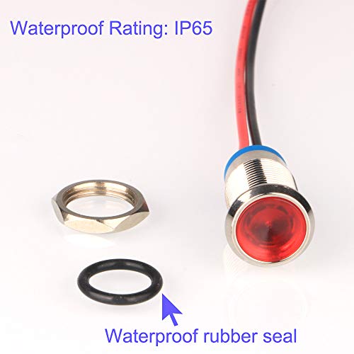 Gebildet 5pcs 10mm AC/DC 12-24V LED Metal Indicator Light Waterproof Signal Lamp Pilot Dash Directional Car Truck Boat with Wire - Image 5