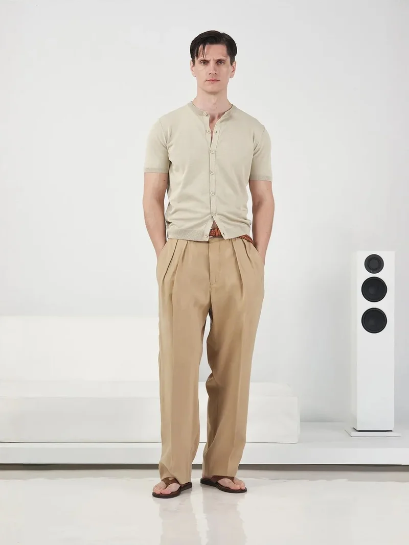 جيستو GIESTO Tailored Wide Leg Pleated Trousers