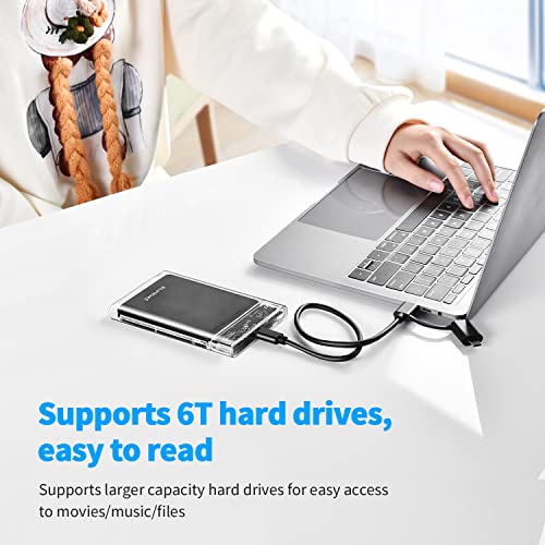 ELUTENG USB C SSD Enclosure 2.5 inch External Hard Drive Case Type C to SATA with 2 USB 3.1 Cables High Speed 5Gbps Compatible with WD/Seagate 7mm and 9.5mm HDD Support UASP Up to 2TB - Image 4