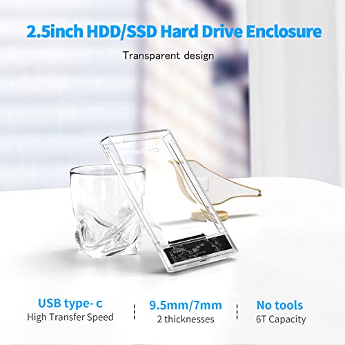 ELUTENG USB C SSD Enclosure 2.5 inch External Hard Drive Case Type C to SATA with 2 USB 3.1 Cables High Speed 5Gbps Compatible with WD/Seagate 7mm and 9.5mm HDD Support UASP Up to 2TB - Image 2