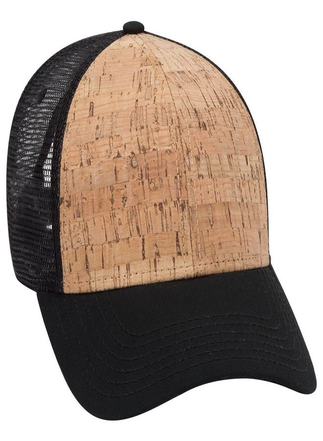 OTTO 6 Panel Cork Mesh Back Cap - Blk/Cork/Blk - Image 1