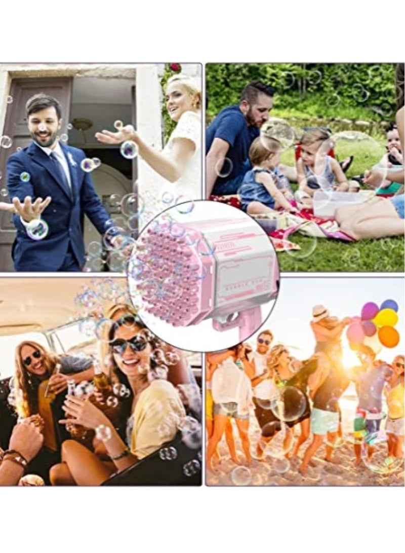 Rocket Bubble Shooter Gun, Upgraded 69 Holes Bubble Bazooka Machine with Colorful Lights and Bubble Solution for Kids and Girls, Indoor Decoration, Wedding Events (Pink)  - Image 4
