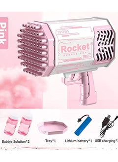 Rocket Bubble Shooter Gun, Upgraded 69 Holes Bubble Bazooka Machine with Colorful Lights and Bubble Solution for Kids and Girls, Indoor Decoration, Wedding Events (Pink)  - Image 3