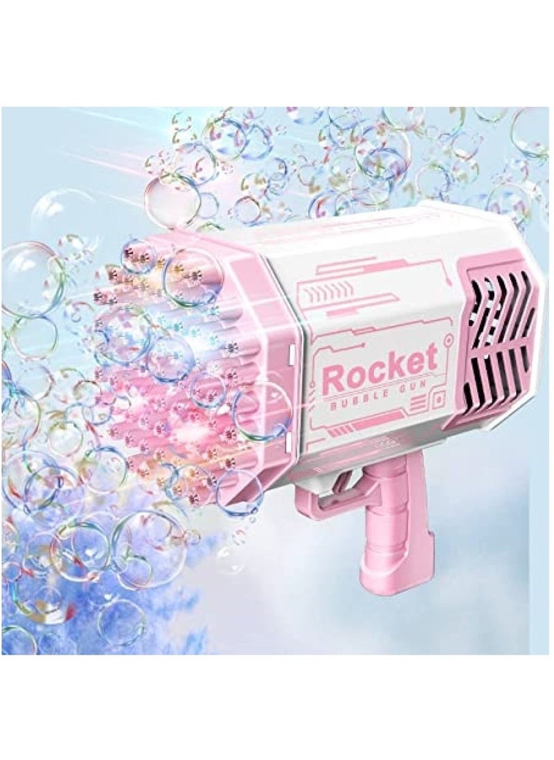 Rocket Bubble Shooter Gun, Upgraded 69 Holes Bubble Bazooka Machine with Colorful Lights and Bubble Solution for Kids and Girls, Indoor Decoration, Wedding Events (Pink)  - Image 5