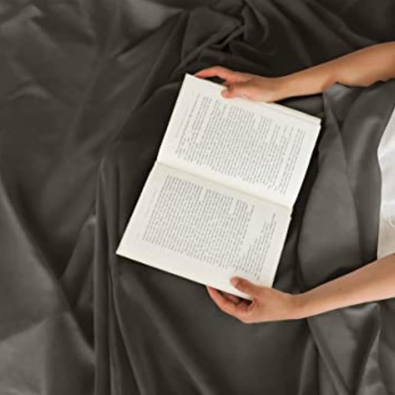 SEM B GRA Single Size Bedsheets for Single Bed 600 TC Cotton Elastic Fitted Sheet 42 x 78 Inches_with 8 Inch Drop Color_Dark Gray Solid Fitted Sheet with 2 Pillow Cover - Image 3