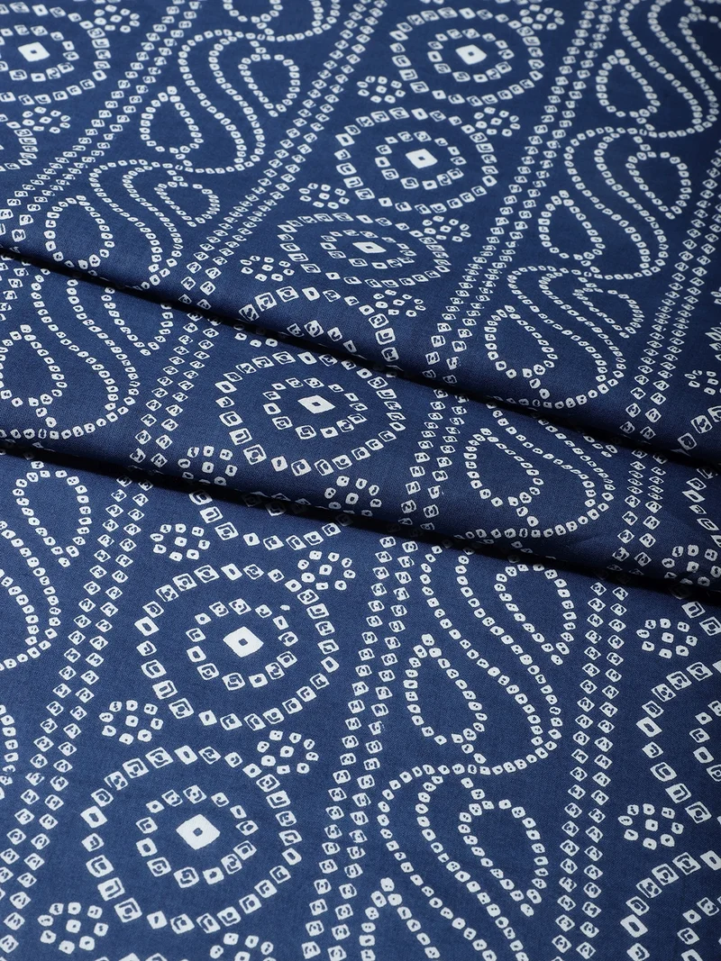 AKS Indigo Blue Bandhani Print Fabric for Crafting