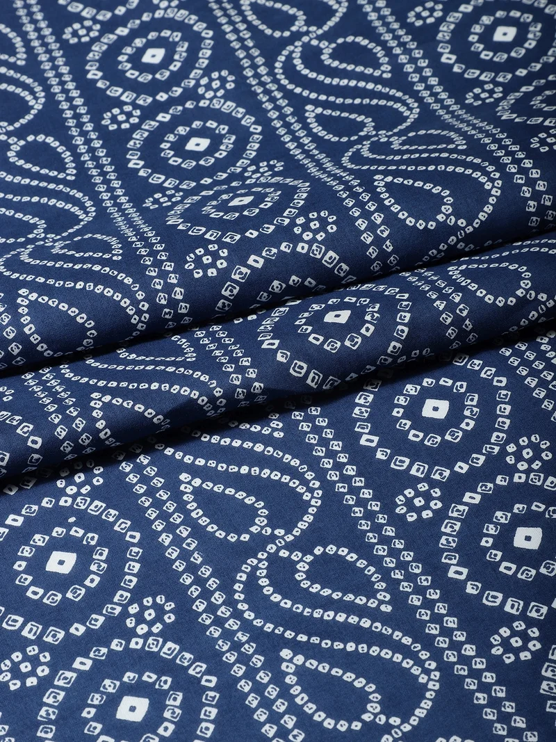 AKS Indigo Blue Bandhani Print Fabric for Crafting