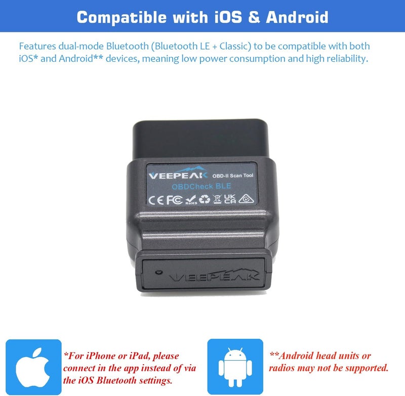 Veepeak OBDCheck BLE Bluetooth OBD II Scanner Car Check Engine Light Code Reader Diagnostic Scan Tool for iOS & Android - Image 4