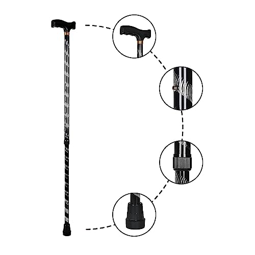 PAXMAX Black Carving Style Design Premium Aluminium Imported Walking Stick L Type Universal Size Old Age (Men & Women) (Black) - Image 1