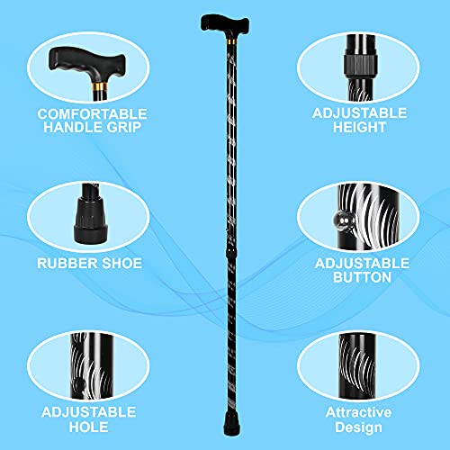 PAXMAX Black Carving Style Design Premium Aluminium Imported Walking Stick L Type Universal Size Old Age (Men & Women) (Black) - Image 5