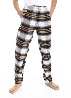 Regular fit Checkered Trousers For Boy's_Beige , Black & White