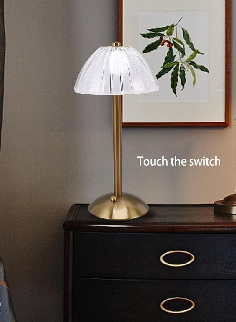 REBENUO Cordless Bedside Lamps Industrial Brass Table Lamp for Home Touch Control Lamp 700mAh Battery Operated Dimmable Vintage Nightstand Desk Lamp Rechargeable Bedroom Light - Image 4