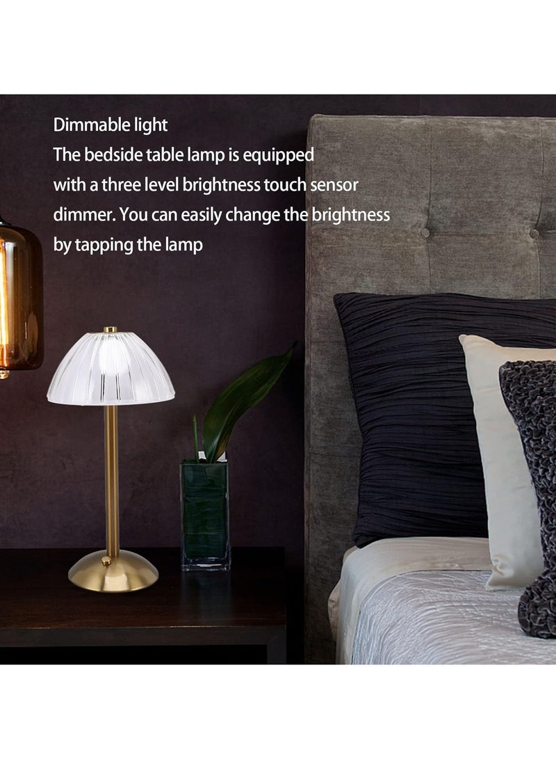 REBENUO Cordless Bedside Lamps Industrial Brass Table Lamp for Home Touch Control Lamp 700mAh Battery Operated Dimmable Vintage Nightstand Desk Lamp Rechargeable Bedroom Light - Image 5