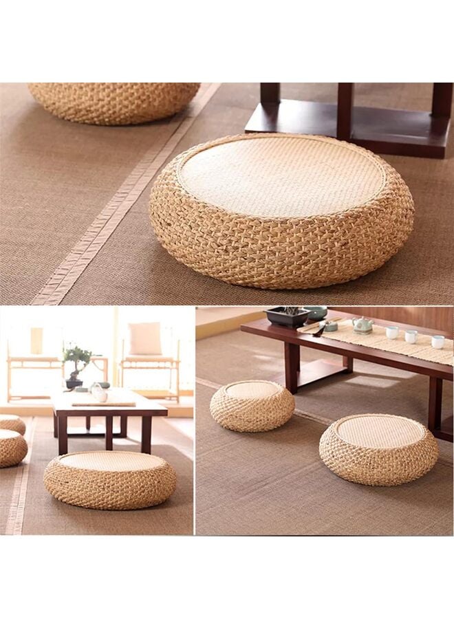 Round Straw Woven Seat Cushion, Handmade Straw Outdoor Picnic Pillow Tatami Seat Cushion Breathable Jute Round Braided Woven Pouf Ottoman Footstool for Indoor Outdoor, 19.5”x6.7” - Image 5