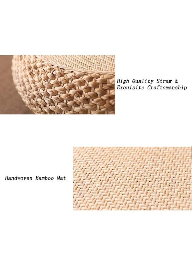 Round Straw Woven Seat Cushion, Handmade Straw Outdoor Picnic Pillow Tatami Seat Cushion Breathable Jute Round Braided Woven Pouf Ottoman Footstool for Indoor Outdoor, 19.5”x6.7” - Image 2