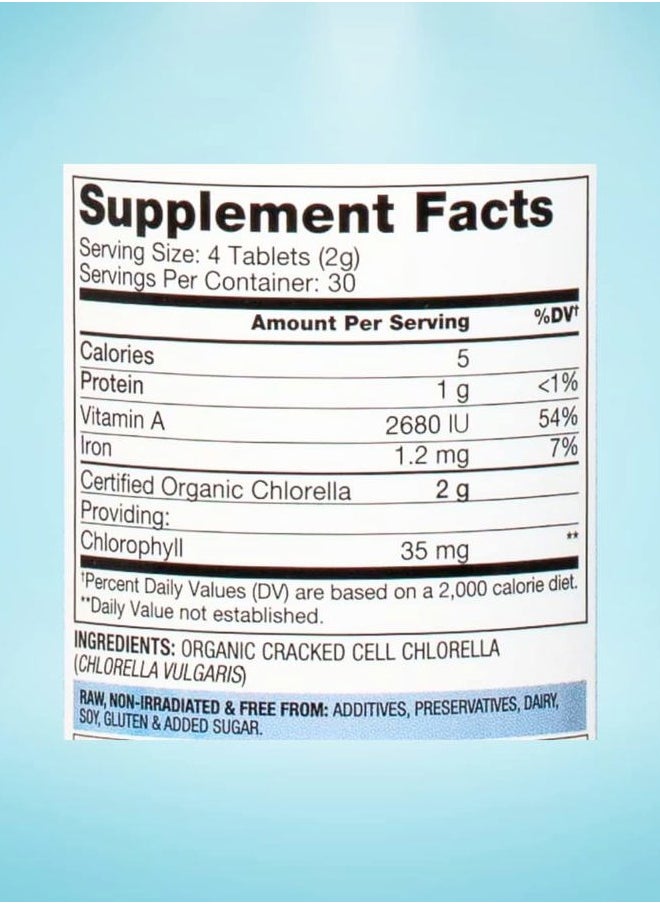 BioOptimal - Organic Chlorella Tablets - Organic, Non-GMO, No Additives or Fillers - 500mg Premium Quality Dietary Supplement with Vitamins, Minerals, & Antioxidants (120 Tablets) - Image 1