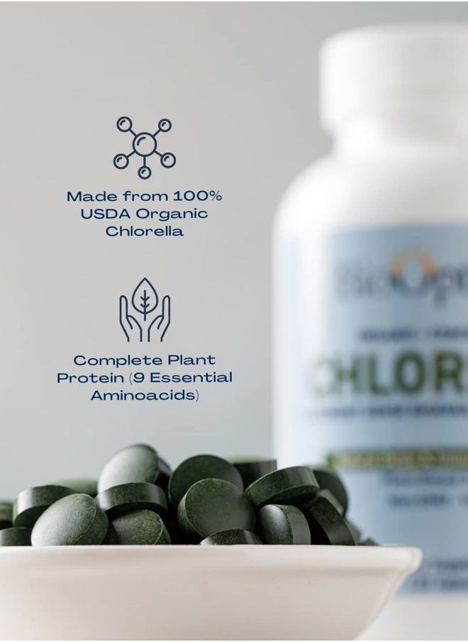 BioOptimal - Organic Chlorella Tablets - Organic, Non-GMO, No Additives or Fillers - 500mg Premium Quality Dietary Supplement with Vitamins, Minerals, & Antioxidants (120 Tablets) - Image 1