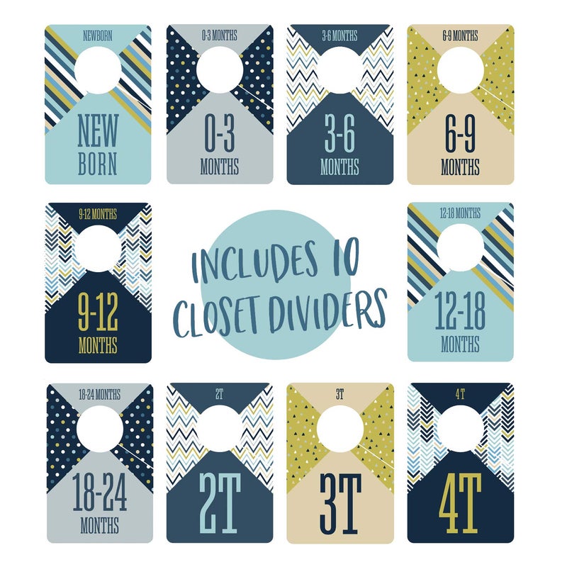 Baby Boy Closet Clothing DividersCloset Organizer for Baby Clothes Newborn to 4T 4 x 6 Boy Nursery Clothes Size Dividers