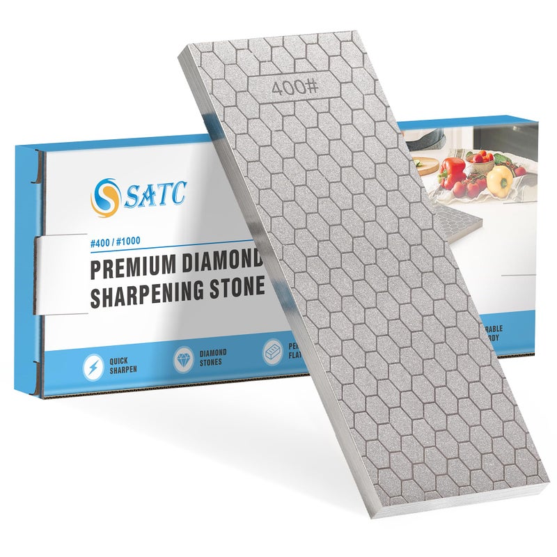 حجر شحذ الماس S SATC ذو جانبين حبيبات 4001000 لوح الماس 8 بوصة شارب أبيض