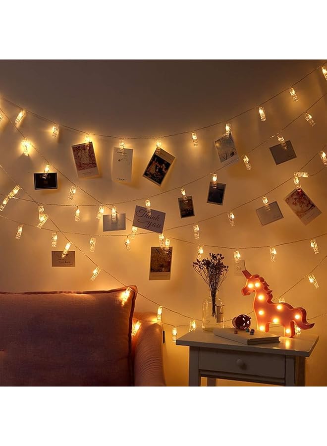 erorex Photo Clip String Lights Led Battery Operated Starry Fairy Copper String Lights With Clips Warm White For Pictures Bedroom Wall Patio Halloween Thanksgiving Party Wedding Décor - Image 2