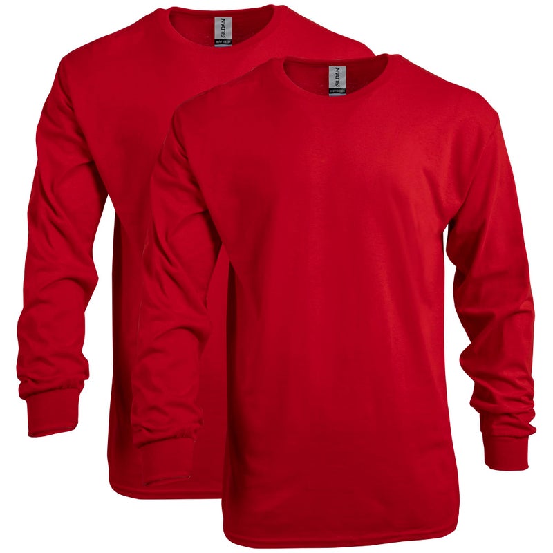 Gildan Adult Heavy Cotton Long Sleeve TShirt Style G5400 2Pack Red Small - Image 2