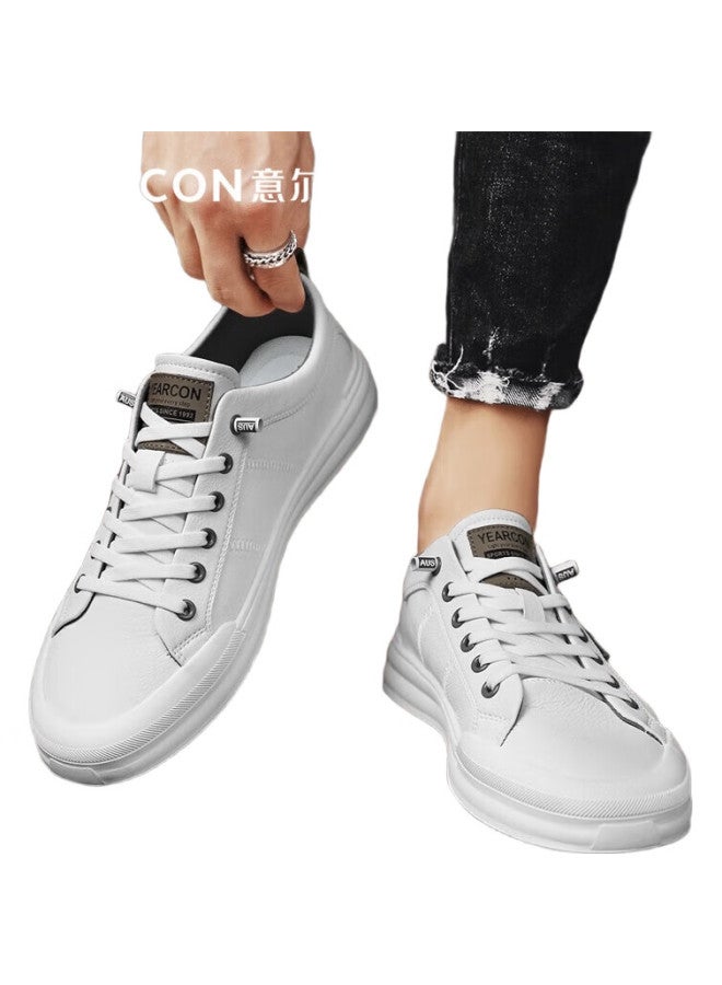 YEARCON Men'S Casual Shoes Men'S All-Match Trendy White Shoes Low-Top Board Shoes E53204065 Light Grey 43 - Image 1