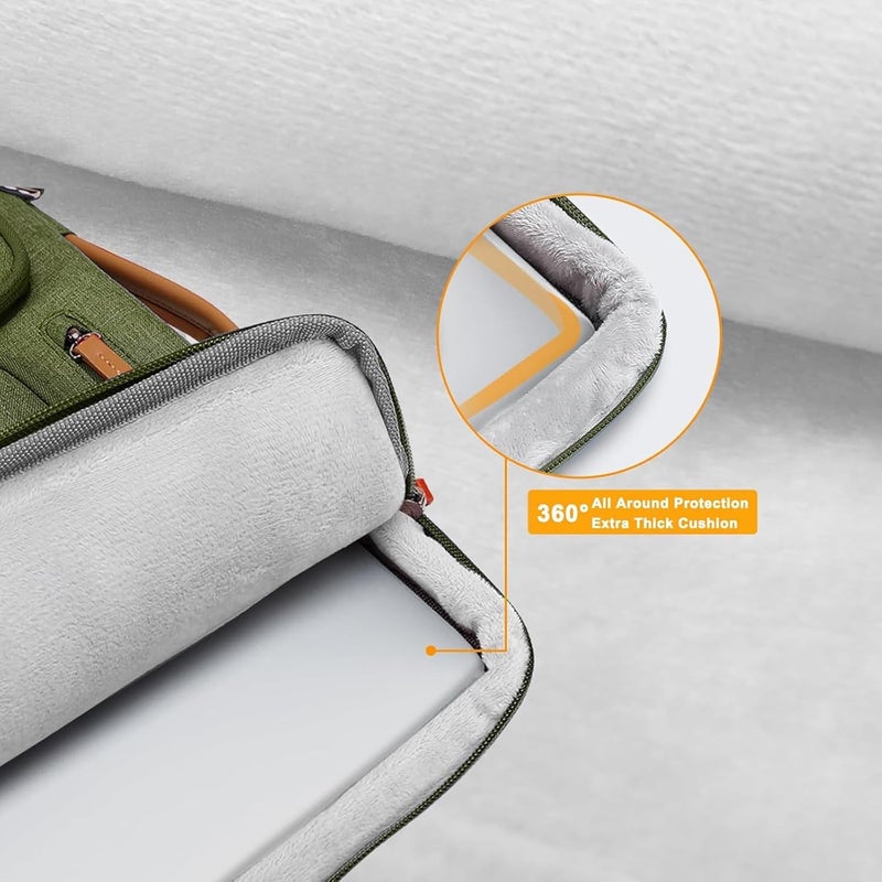 موسيسو حقيبة لابتوب واقية MOSISO 360 مقاس 13.3 بوصة، علبة لابتوب 13-13.3 بوصة متوافقة مع MacBook Air/Pro 13/Pro 14 HP Dell Acer ASUS، فتح جانبي مع 4 جيوب بسحاب ومقبض، أخضر زيتوني - Image 3