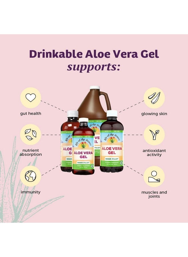 Lily Of the Desert Lily of The Desert Aloe Vera Gel - Inner Fillet Thicker Consistency Aloe Vera Drink with Natural Vitamins, Digestive Enzymes for Gut Health, Stomach Relief, Wellness, Glowing Skin, 128 Fl Oz  - Image 3