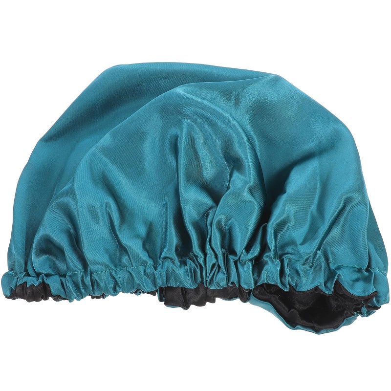 Extra Large Elastic Shower Cap For Women With Button Closure And Black Lining - Image 2
