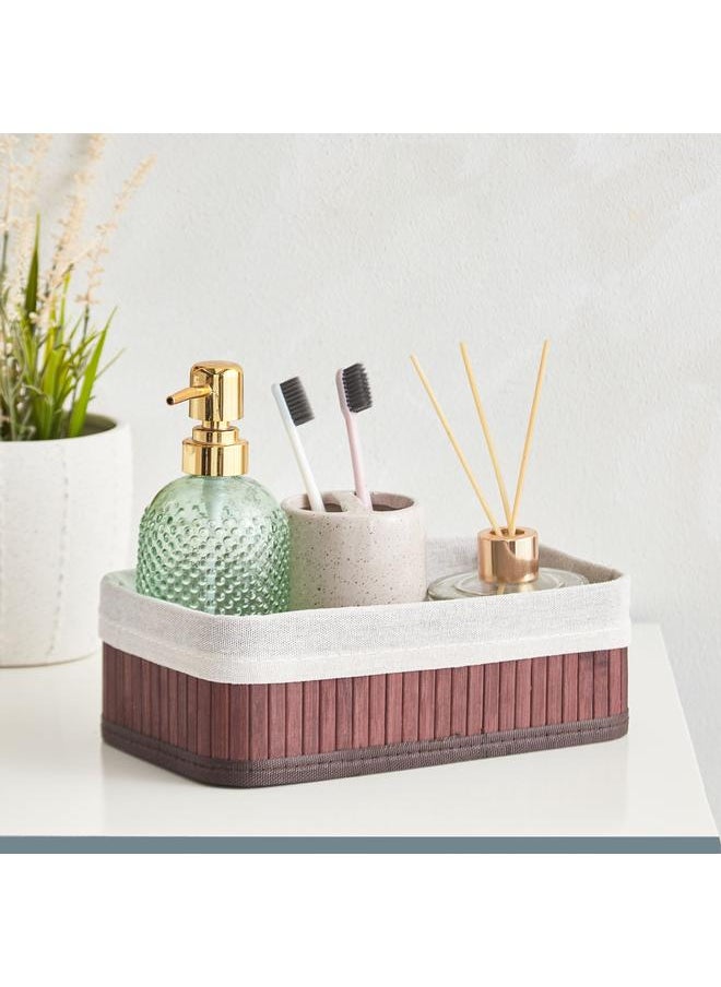 Home Box Knock Down Bamboo Collapsible Small Storage Basket - 25x15x8 cm  - Image 1