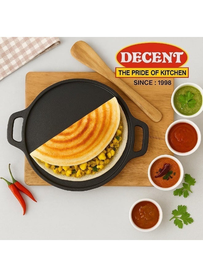 Decent Cast Iron Dosa Tawa – Cast Iron Tawa Flat for Roti & Chappathi, Cast Iron Tawa for Gas & Induction Stove | Pre-Seasoned Cast Iron Pan, Crepe Pan for Multi-Cuisine Cooking | 30 cm - Image 5